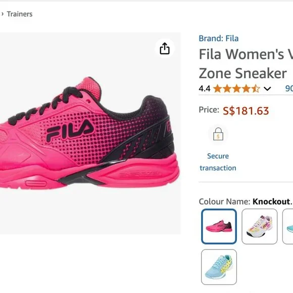 Fila Women’s Volley Zone PICKLEBALL Shoes – Knockout Pink/Black – Size 7, NEW